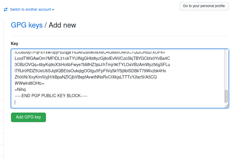 GitHub GPG key ekleme